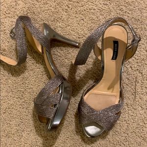 Metallic silver heels